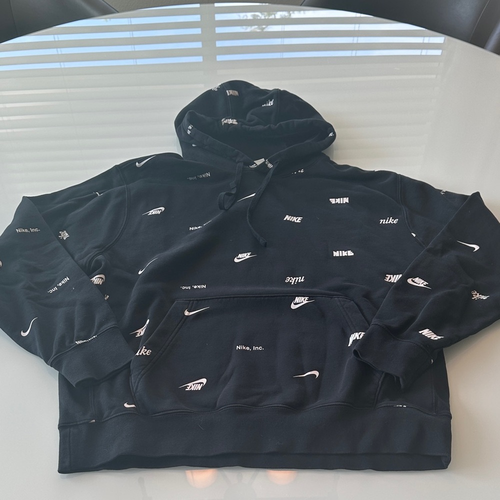 Nike Black Hoodie with White Logo Accents
